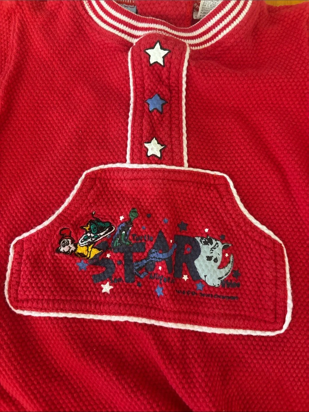 Vintage Dr. Seuss Red Baby One-Piece Romper 3-6 mo